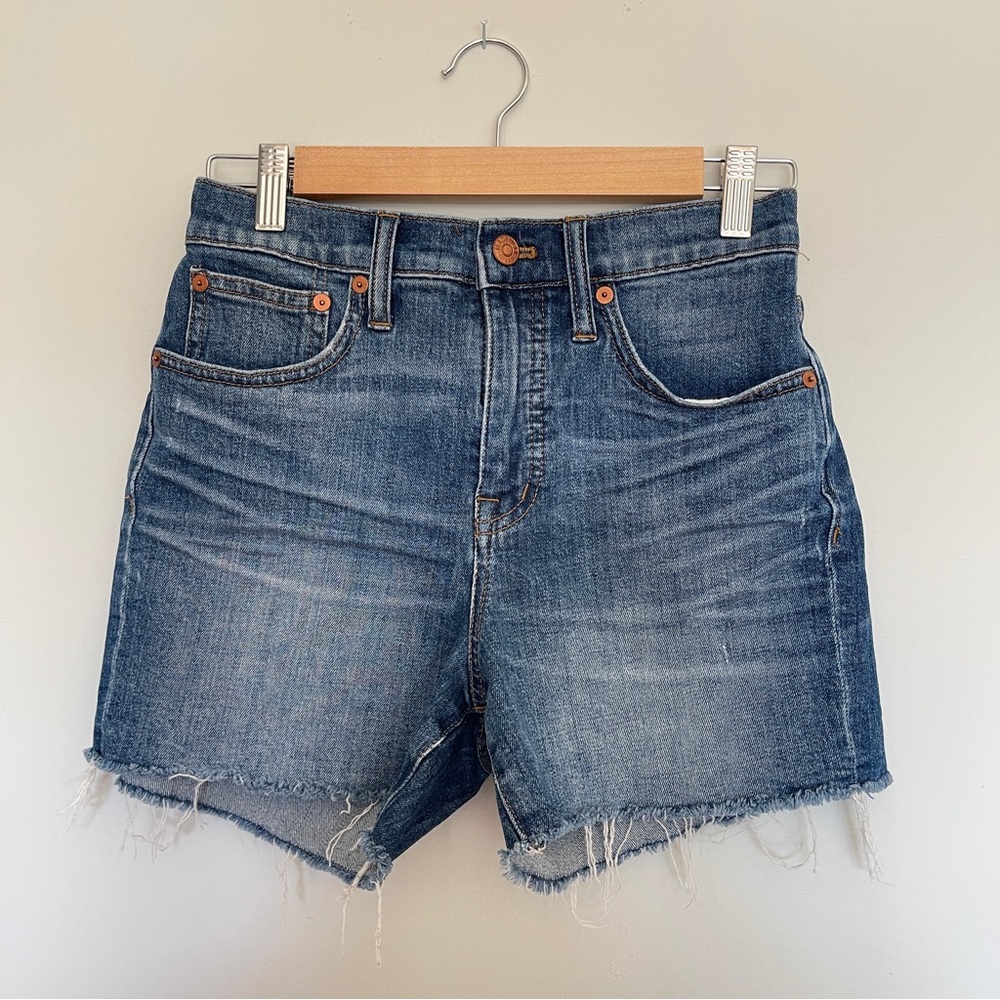 Madewell High Rise Denim Cut Off Short in Blue
